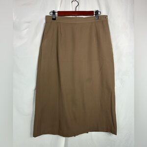 Vintage Sheldon 100% wool brown midi a-line skirt size 14